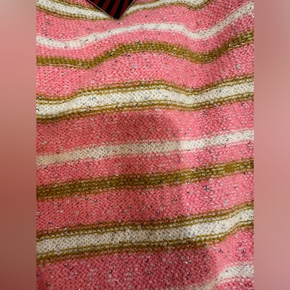 Happy Sheep crew neck  NWT Size Medium Pink-Green Sparkly with white stripes - Picture 3 of 10